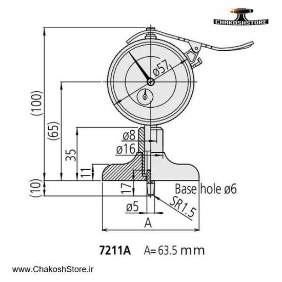 تصویر   عمق سنج ساعتی میتوتویو 200 میلی متر مدل 7211A
